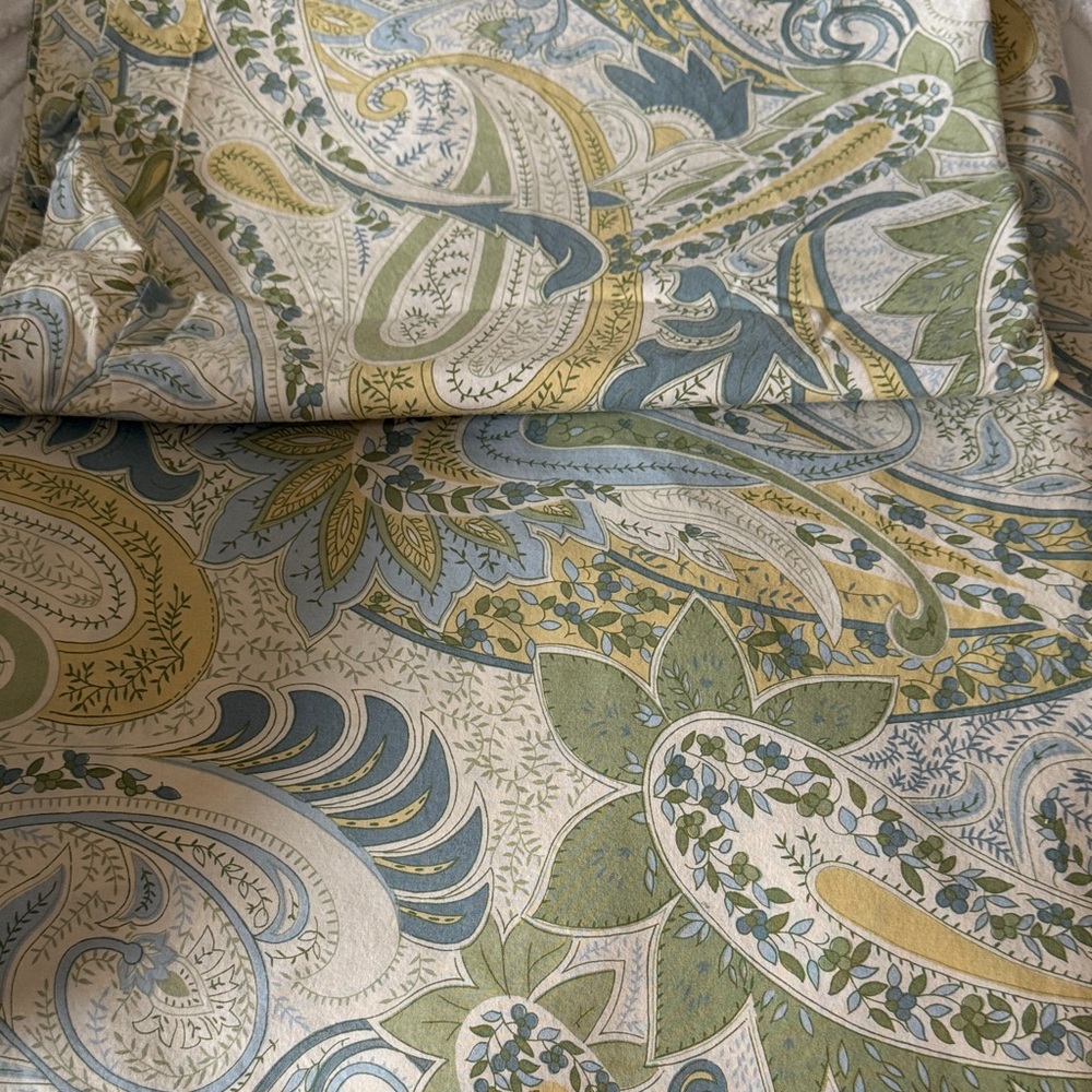 Pottery Barn Paisley Duvet Cover in Green and Blue